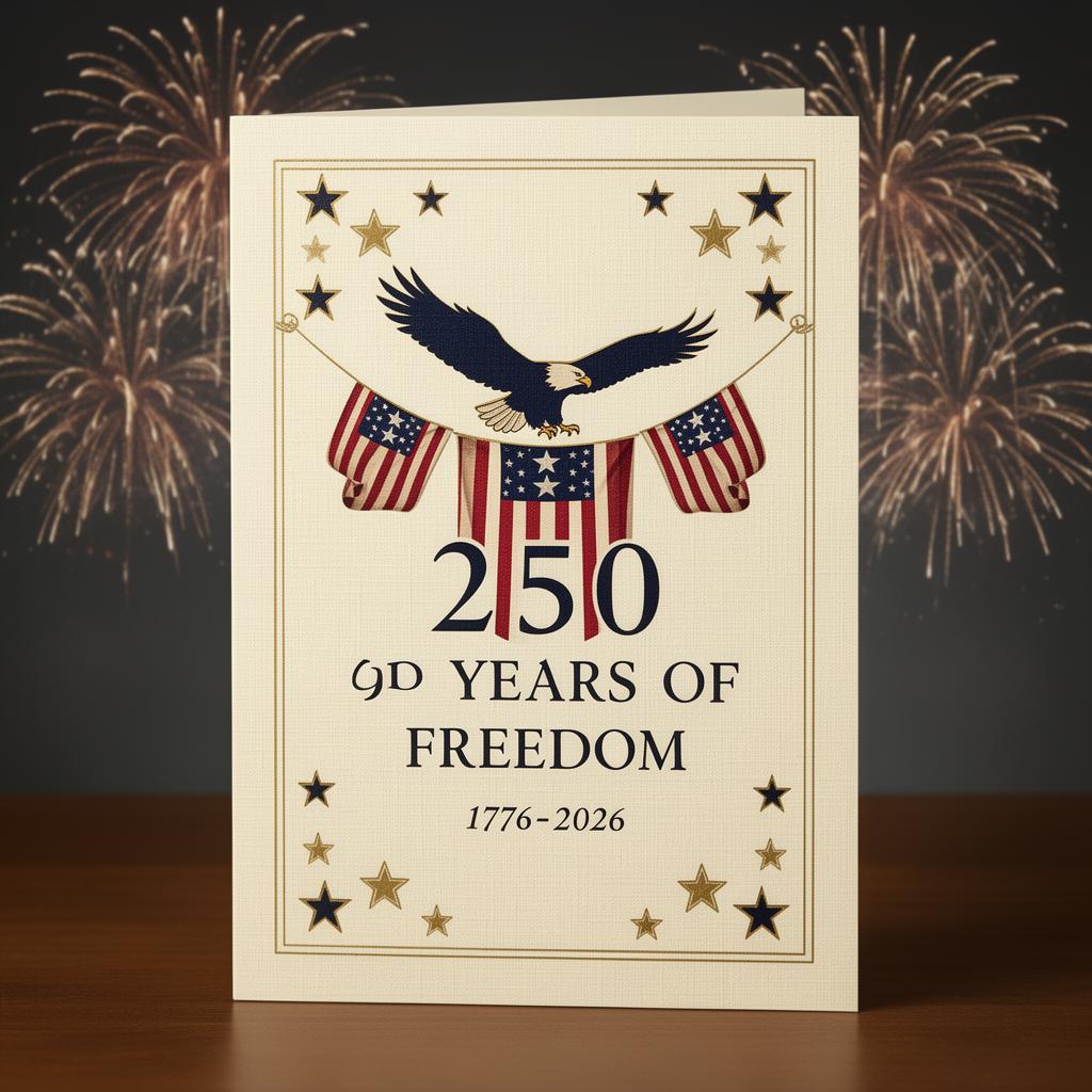4th of July Independence Day greeting card celebrating 250 years of freedom