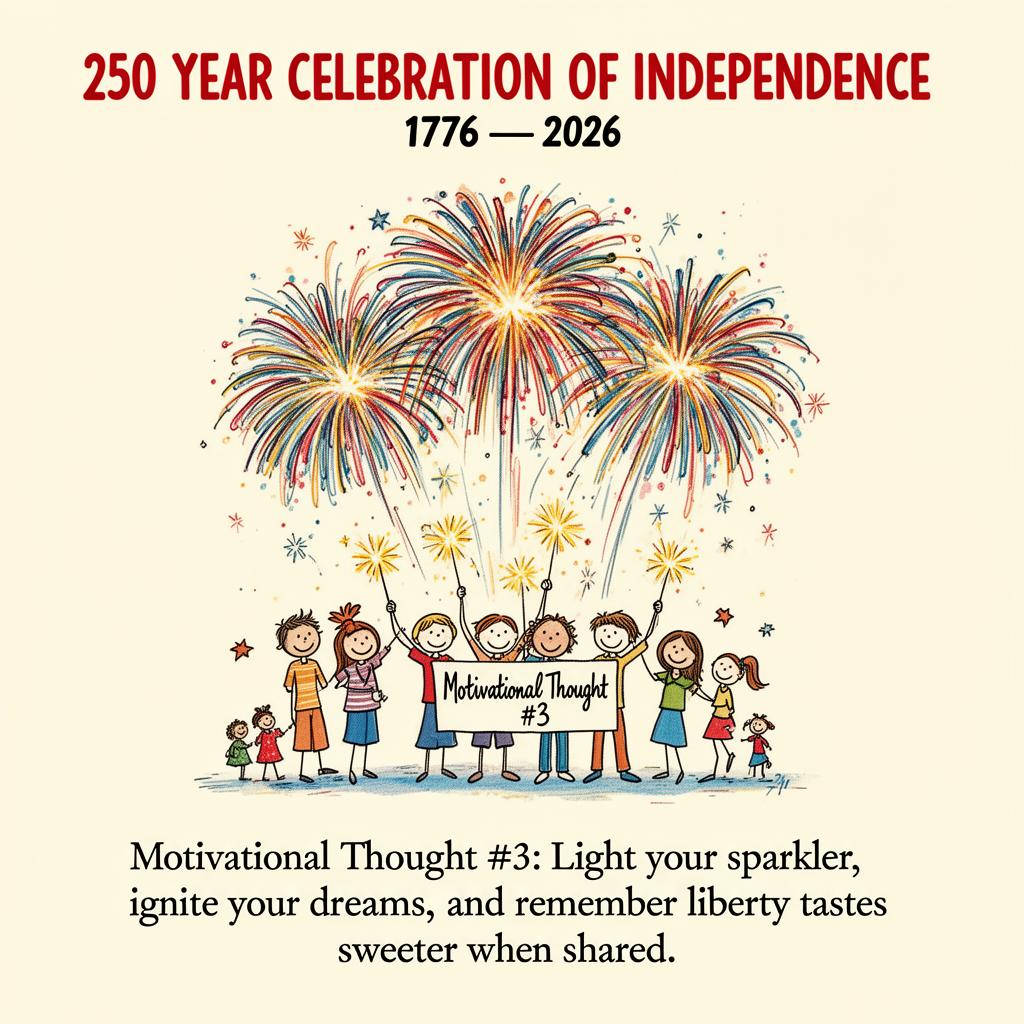 Stick Figures with Fireworks — 250 Years